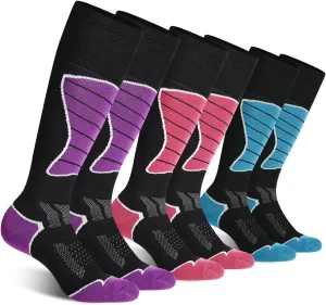 2/3 Pack Women's Ski Socks for Skiing Snowboarding Warm Winter Thermal Socks