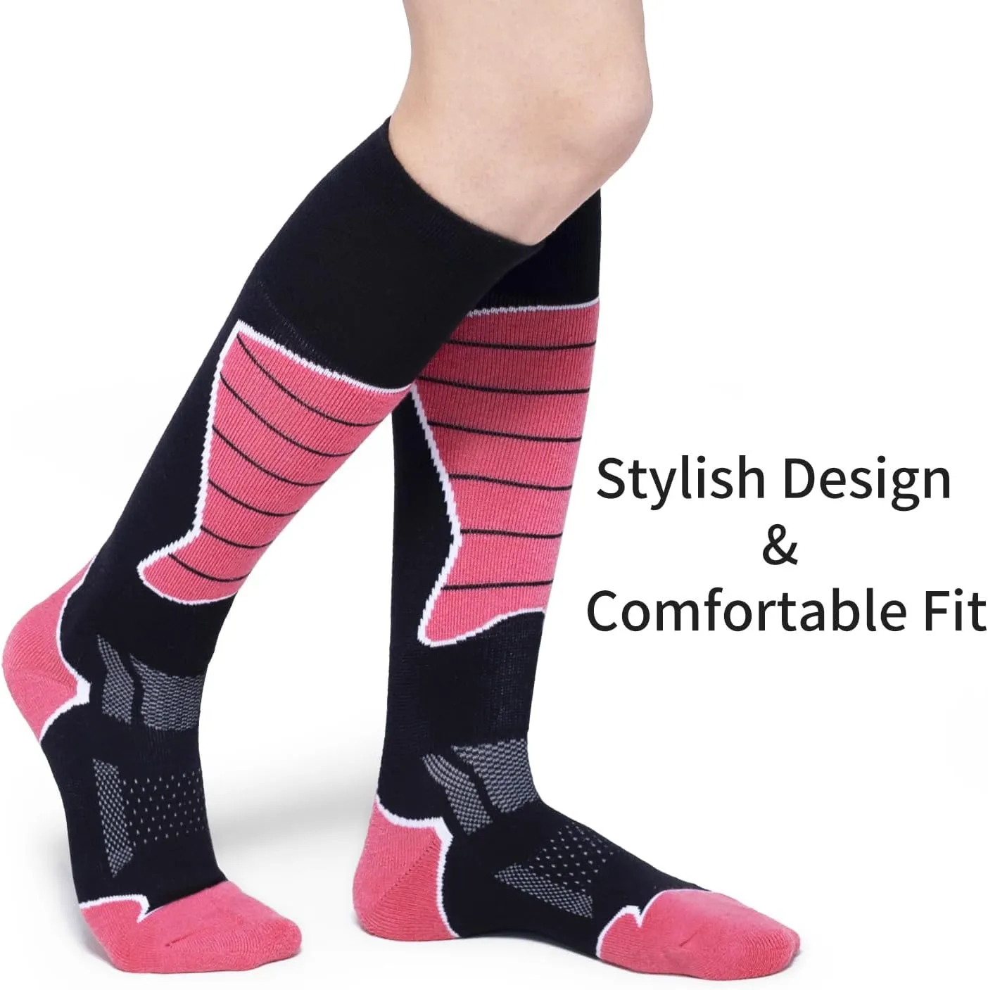 2/3 Pack Women's Ski Socks for Skiing Snowboarding Warm Winter Thermal Socks