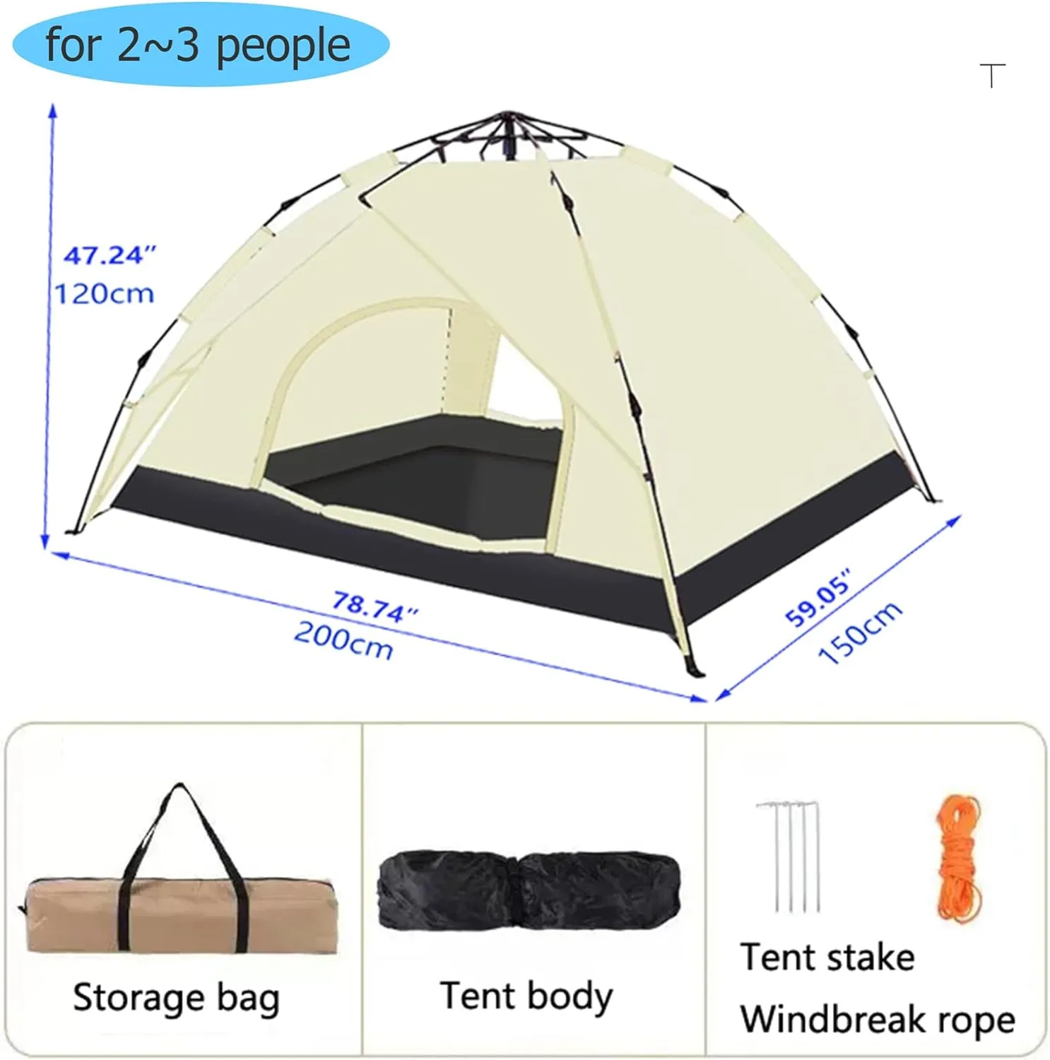 2/3 Person Tents for Camping, Portable Camping Tent for Outdoor Camping Hiking, Waterproof Backpacking Tent
