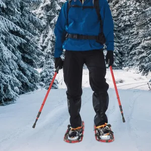 25 Inch Snowshoes & Trekking Poles Bundle for Men, Women, and Youth - Durable All Terrain with Adjustable Binding, Carry Bag and Lightweight Aluminum Walking & Hiking Poles, Red