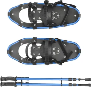 25 Inch Snowshoes & Trekking Poles Bundle with Adjustable Binding, Carry Bag for Men, Women, and Youth, Durable All Terrain Light Weight Snowshoes (Blue Black)