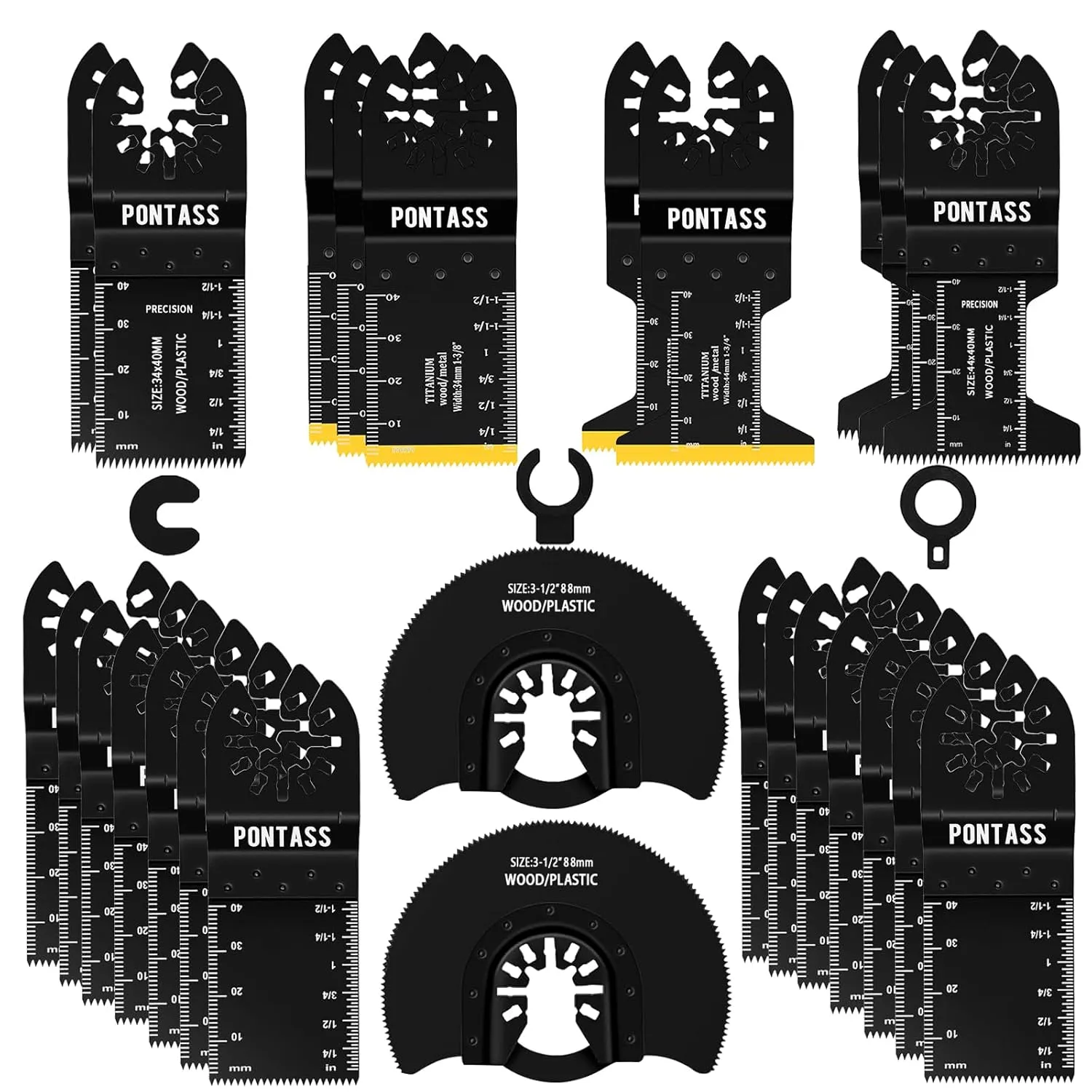 27 PCS Oscillating Tool Blades 6 Types Oscillating Saw Blades for Metal Nails and Wood Plastic Universal Titanium Multitool Blades Kits Meet Your Different Needs Fit Bosch Dewalt Ryobi Milwaukee