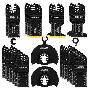 27 PCS Oscillating Tool Blades 6 Types Oscillating Saw Blades for Metal Nails and Wood Plastic Universal Titanium Multitool Blades Kits Meet Your Different Needs Fit Bosch Dewalt Ryobi Milwaukee