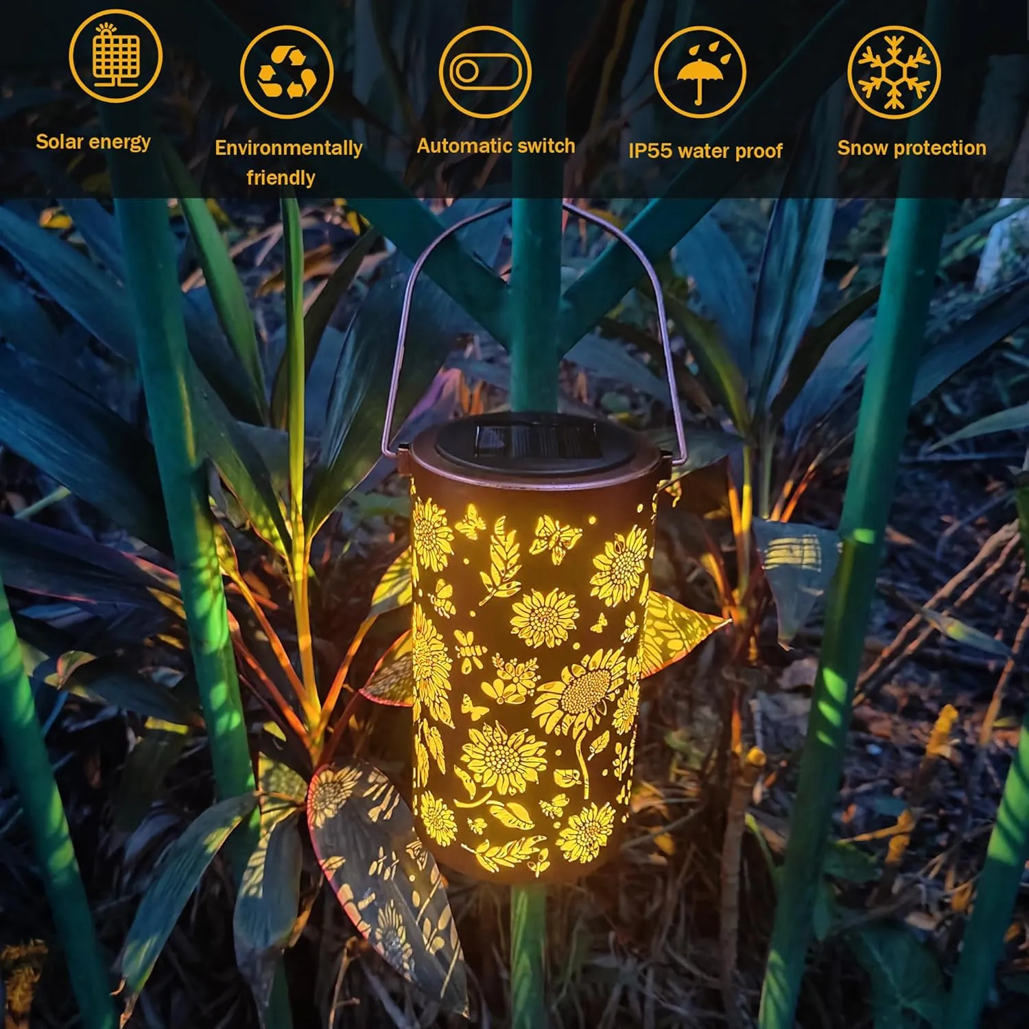 2Pack Sunflower Solar Lanterns Outdoor Waterproof, Birthday Gifts for Women Mom Grandma, Hanging Solar Lights for Yard, Patio, Porch, Garden Decor, Christmas Gifts for Her/Him