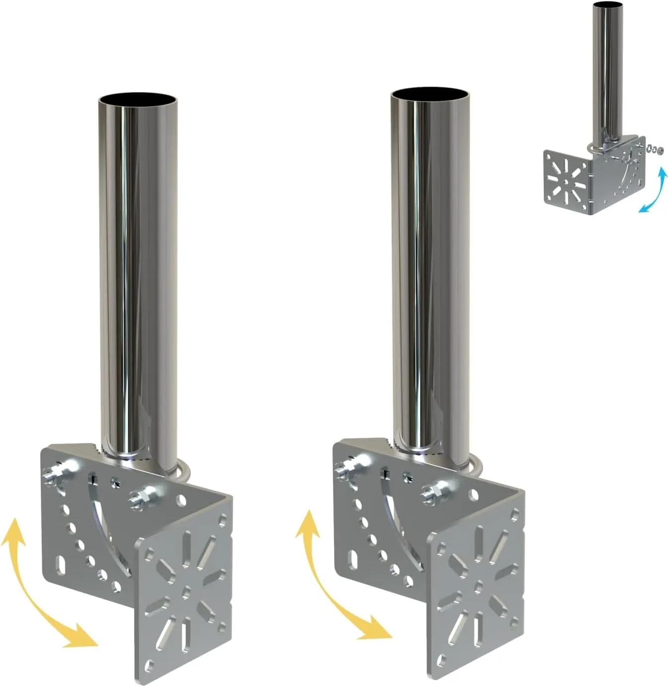 2PCS 1.5" Diameter Universal Outdoor Adjustable Antenna Mount Pole Bracket to Wall Weather Station 10" Length Antenna Mast Mounting Pole Clamp Kit