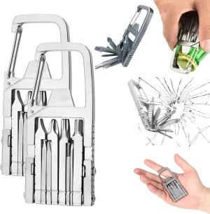 2PCS Jawbreaker Mini Tool, 12 In 1 Jawbreaker Mini Multi Tool, Ultra Mini Jawbreaker Multi Tool, Foldable Jawbreaker Mini Multitool With Bottle Opener Phone Holder Screwdriver Carabiner
