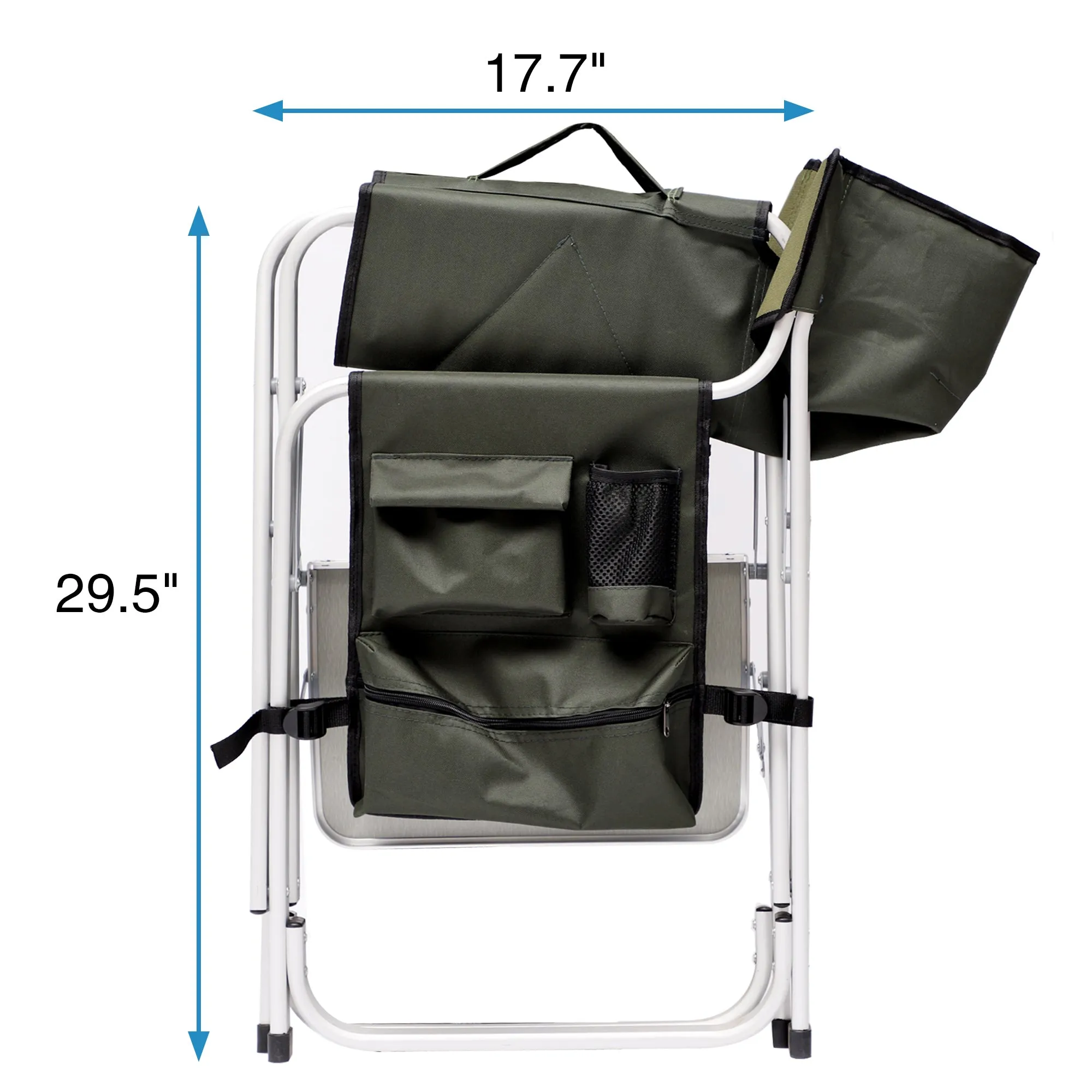 2pcs Padded Folding Outdoor Chair with Pockets Oversized Directors Chair- Green