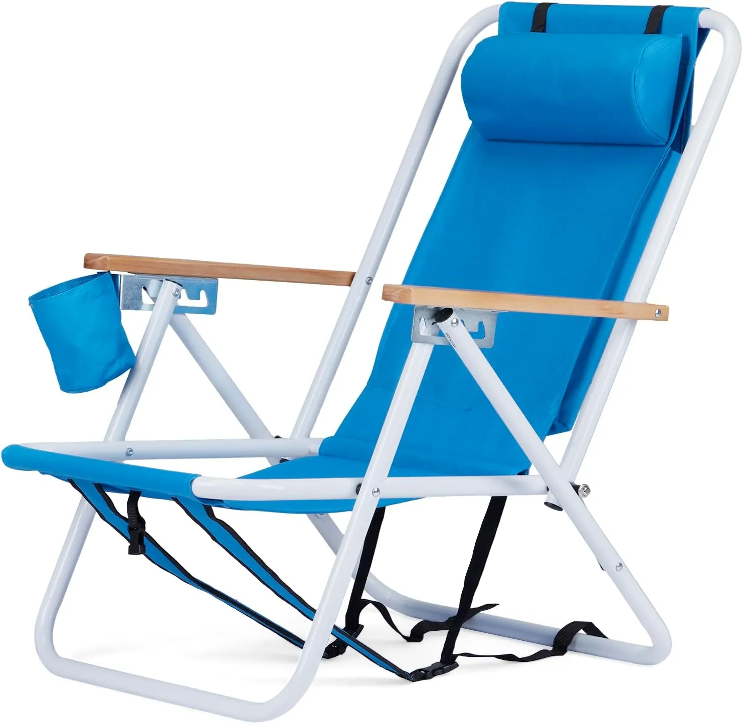 2pcs Portable Backpack Beach Chair, Adjustable Angle with Headrest Folding Beach Chair, Light Beach Chair with Armrests, Cup Holder
