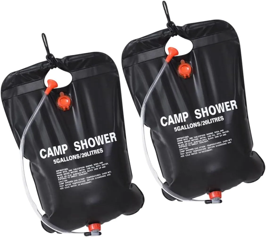 2Pcs Portable Solar Shower Bag Camping Shower for Outdoor Activities Lightweight and Durable Camp Shower for Beach Hiking and Travel