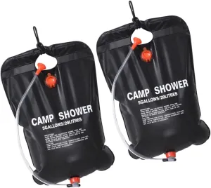 2Pcs Portable Solar Shower Bag Camping Shower for Outdoor Activities Lightweight and Durable Camp Shower for Beach Hiking and Travel
