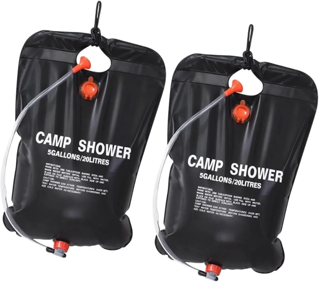 2pcs Portable Solar Shower Bag Outdoor Camp Shower for Hiking Beach and Travel for Efficient Water Heating for Camping Enthusiasts