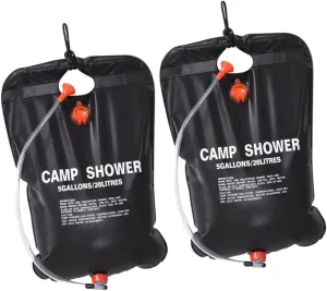 2Pcs Solar Camping Shower Bag Portable Outdoor Shower for Hiking Travel Beach Use Lightweight Durable Efficient Water Heating Easy to Store and Carry