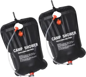2Pcs Solar Outdoor Camping Shower Bag Portable Bath Bag for Hiking Travel Beach Durable Lightweight Space Saving Design for