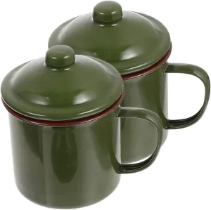 2pcs Vintage Enamel Water Mugs Retro Camping Coffee Cups Portable Enamel Cups for Home Use Easy to Clean for Toddlers Juice and More