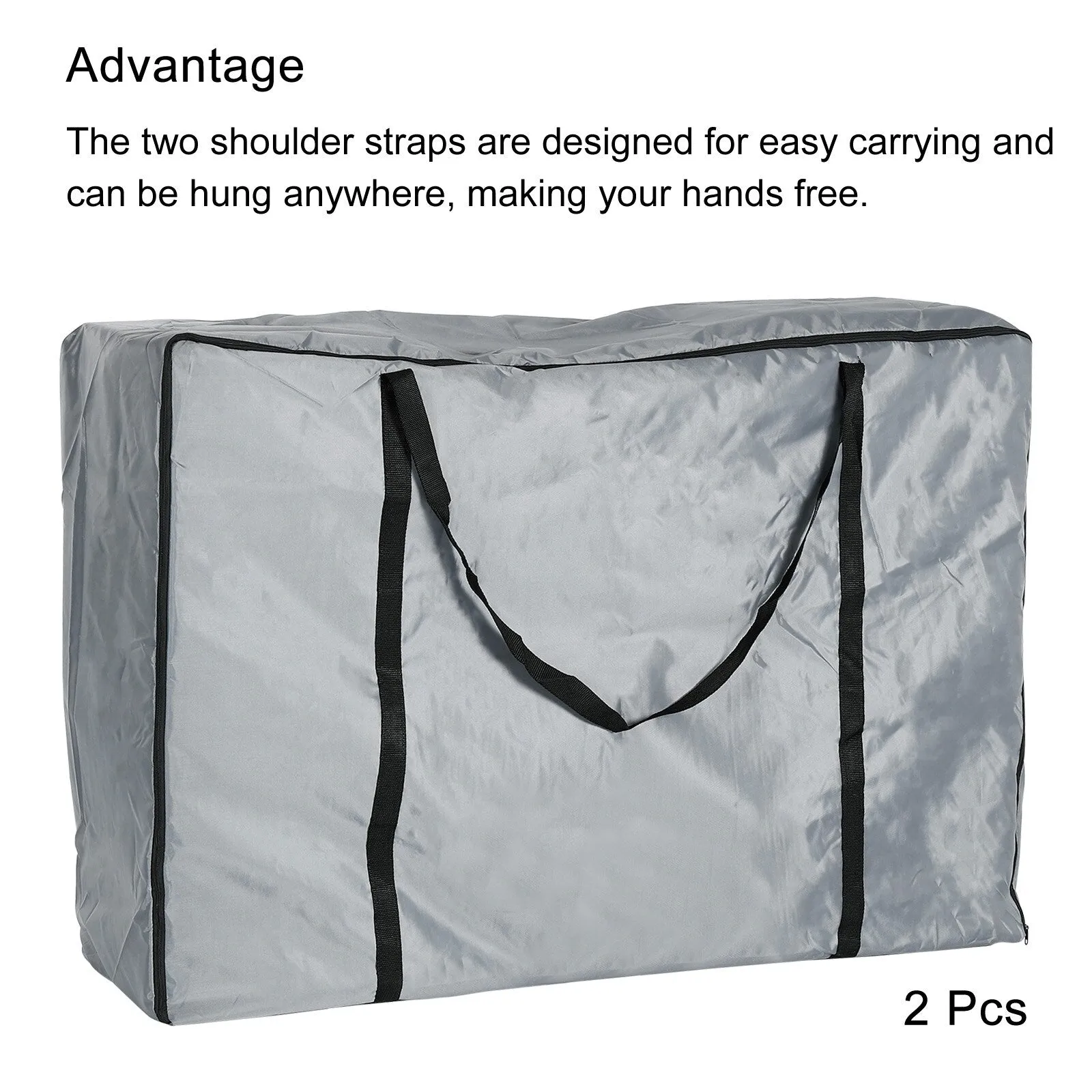 2x Outdoor Chair Storage Bag Carry Seat Bag Folding Lounge Chair Cover - Grey