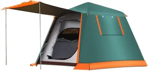 3-4 Person Automatic Camping Tent Instant Tent Easy Setup Two Doors Hiking Tent for Camping Outdoor Mountaineering Travel Easy Set Up (Coffee Color 4) (Green 3)