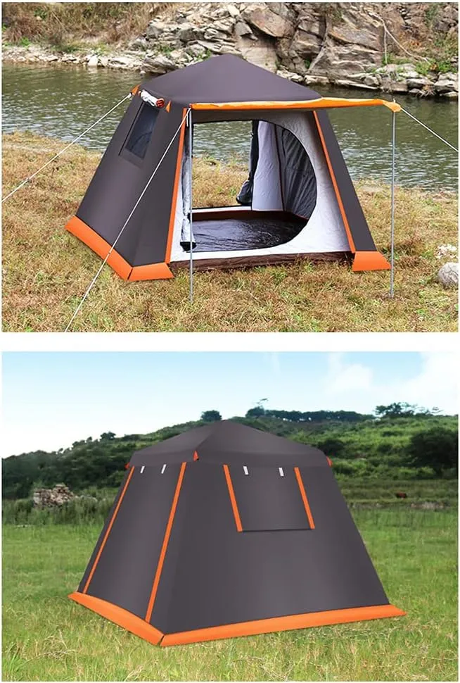 3-4 Person Automatic Camping Tent Instant Tent Easy Setup Two Doors Hiking Tent for Camping Outdoor Mountaineering Travel Easy Set Up