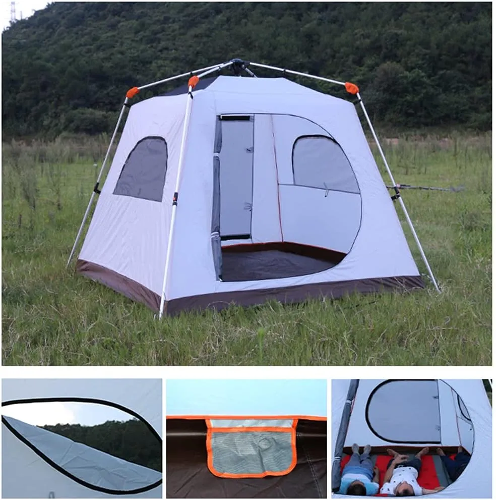 3-4 Person Automatic Camping Tent Instant Tent Easy Setup Two Doors Hiking Tent for Camping Outdoor Mountaineering Travel Easy Set Up
