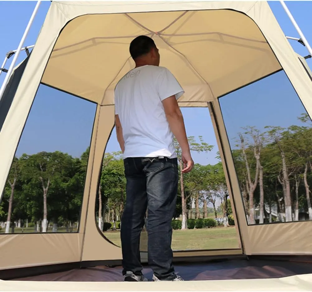 3-4 Person Automatic Tent with Porch Camping Pop Up Tent with 2 Door and 2 Windows Double Layer Instant Family Tent for Camping Outdoor Hiking, Easy Set Up, Red