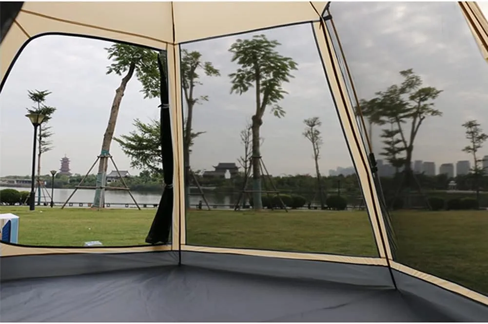 3-4 Person Automatic Tent with Porch Camping Pop Up Tent with 2 Door and 2 Windows Double Layer Instant Family Tent for Camping Outdoor Hiking, Easy Set Up, Red