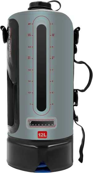 3 Gallon Portable Camping Shower, 12L Large Capacity Outdoor Shower Bag, Quick Heating for Camping, Hiking & Beach, 6.23ft Hose & Detachable Strap