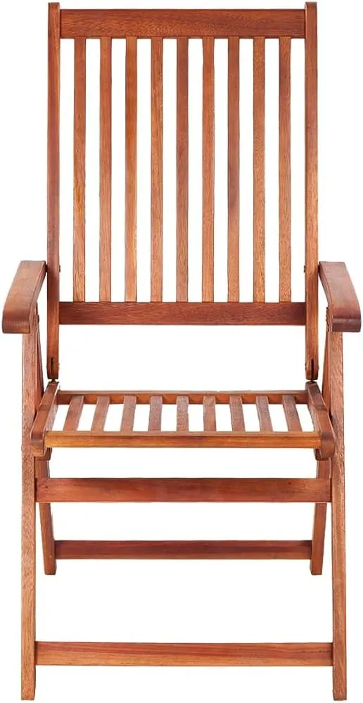 3-Piece Solid Acacia Wood Folding Patio Chairs Set Outdoor Furniture Adjustable Reclining Garden Chairs for Poolside Camping Beach Backyard (22.4"x27.2"x43.7")