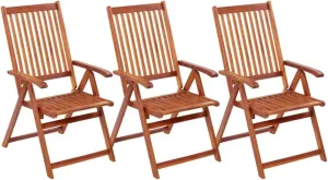 3-Piece Solid Acacia Wood Folding Patio Chairs Set Outdoor Furniture Adjustable Reclining Garden Chairs for Poolside Camping Beach Backyard (22.4"x27.2"x43.7")