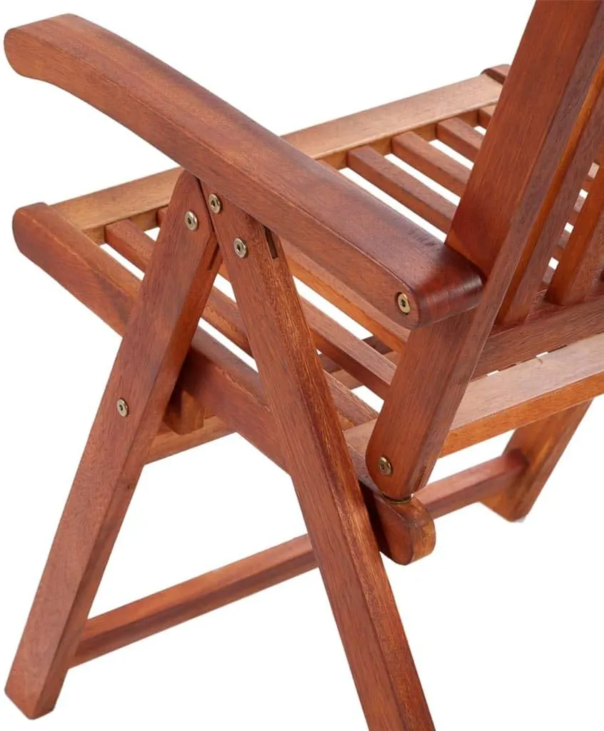 3-Piece Solid Acacia Wood Folding Patio Chairs Set Outdoor Furniture Adjustable Reclining Garden Chairs for Poolside Camping Beach Backyard (22.4"x27.2"x43.7")
