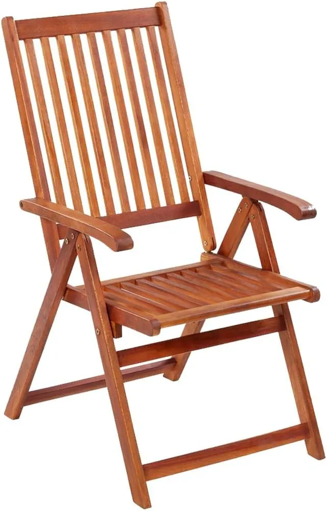 3-Piece Solid Acacia Wood Folding Patio Chairs Set Outdoor Furniture Adjustable Reclining Garden Chairs for Poolside Camping Beach Backyard (22.4"x27.2"x43.7")