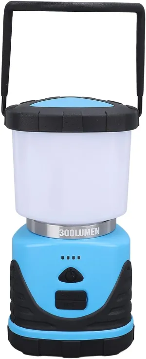 300LM Camping Lantern, IP65 Tent Light USB Rechargeable, 3 Modes of Light Adjustment, for Emergency Power Outage, Camping, Hiking, and Outdoor Activities. (Blue)