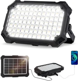 300W LED Solar Work Light Rechargeable, 8000LM LED Solar Camping Lantern, 12000mAh Portable Camping Lights, 4 Light Modes, IP67 Waterproof Tent Lights for Power Outages, Emergency, Hiking, Car Repair