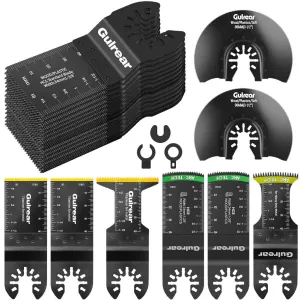32PCS Multitool Blades kit Includes Titanium Multi Tool Blades Use in Wood Plastics Metal Cutting Removing Oscillating Blades with Quick Release Ideal Oscillating Tools Name Brands Replacement Blades