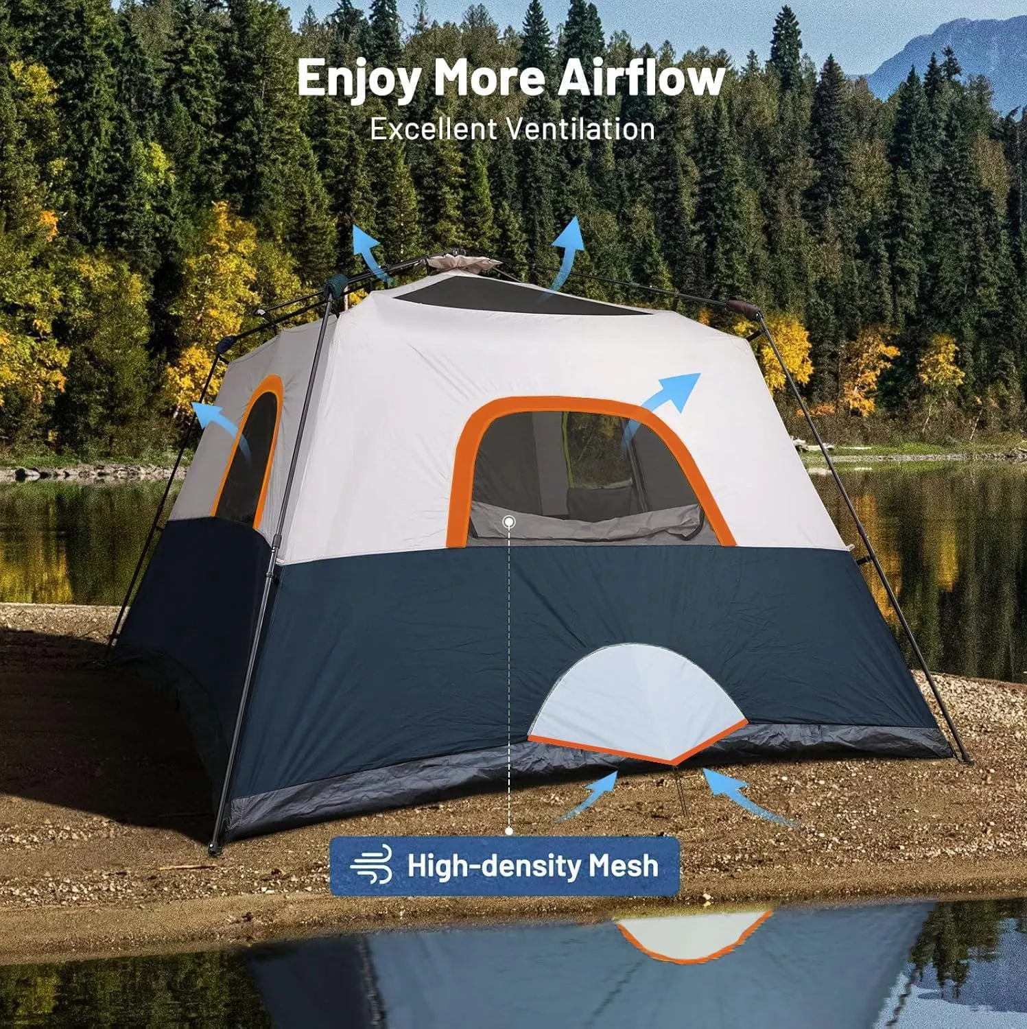 3/4 Person/6 Person Camping Tent Fast Cabin Tent with Instant Setup Tent, Weatherproof Tent Easy Quick Set Up & Pop Up in 60 Seconds with Rainfly Backpack for Family Camping,Upgraded Ventilation