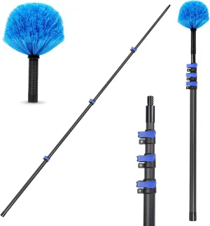 3.5-12 FT Carbon Fiber Extension Pole with Cobweb Duster, 12 Foot High Reach Ceiling Cleaner Tool, Spider Web Brush with Pole 12 Ft
