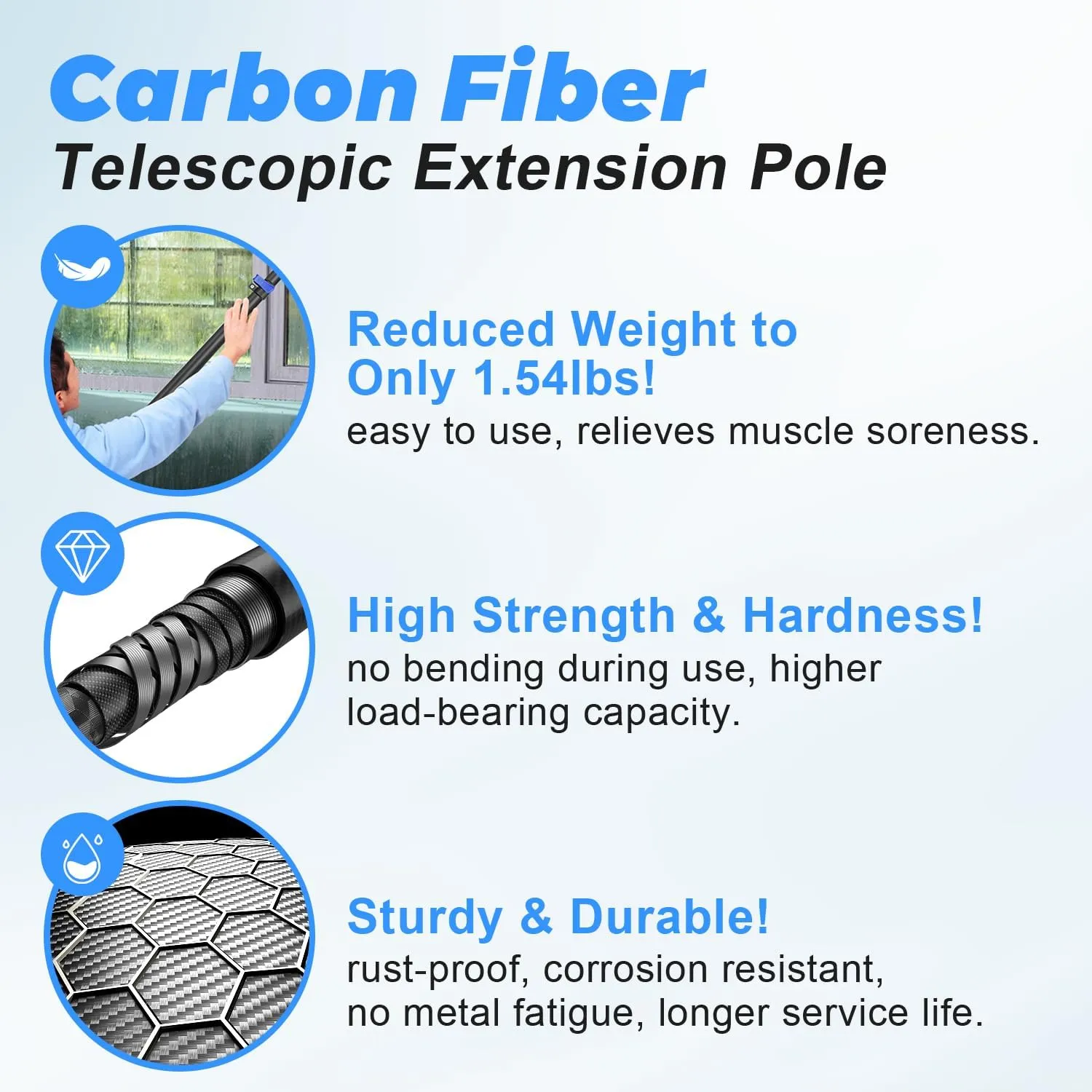 3.5-12 FT Carbon Fiber Extension Pole with Cobweb Duster, 12 Foot High Reach Ceiling Cleaner Tool, Spider Web Brush with Pole 12 Ft