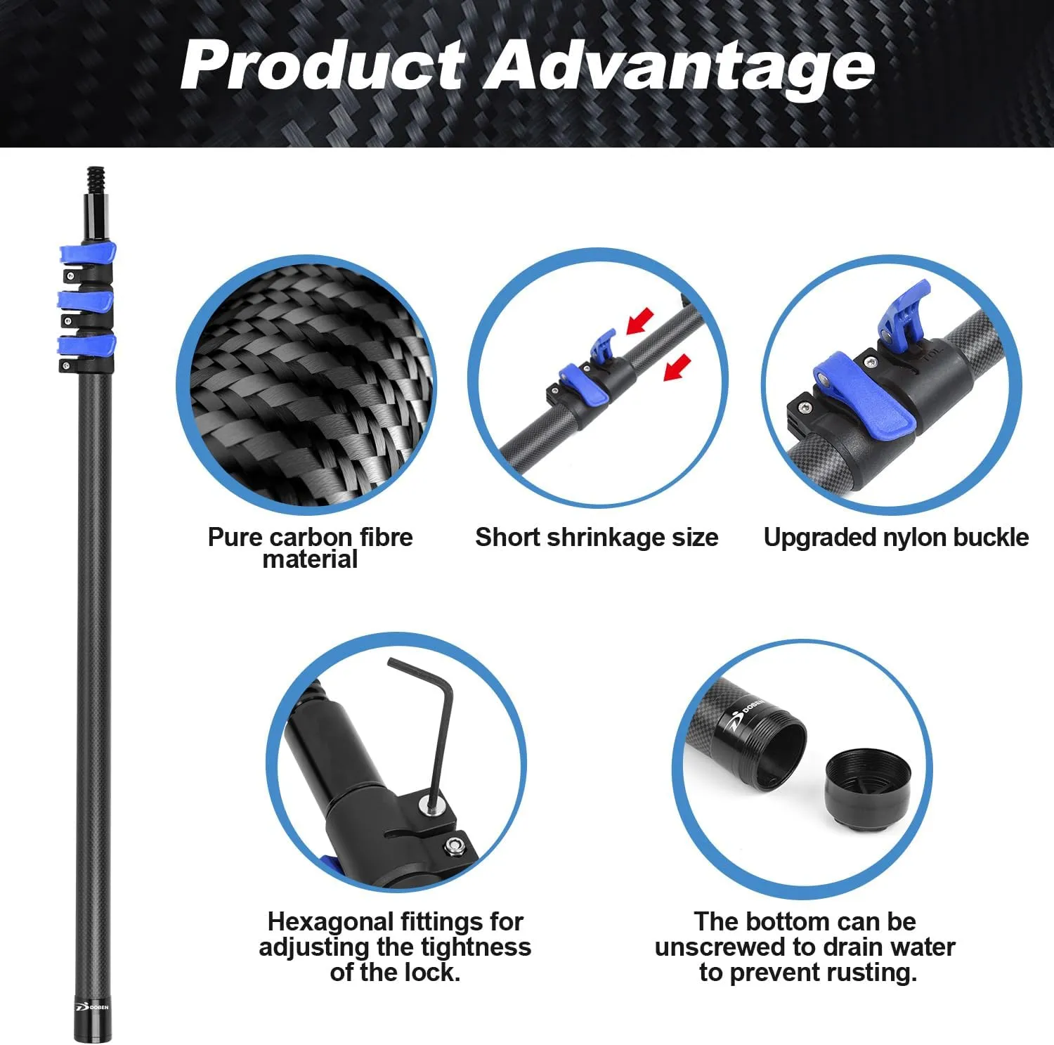 3.5-12 FT Carbon Fiber Extension Pole with Cobweb Duster, 12 Foot High Reach Ceiling Cleaner Tool, Spider Web Brush with Pole 12 Ft