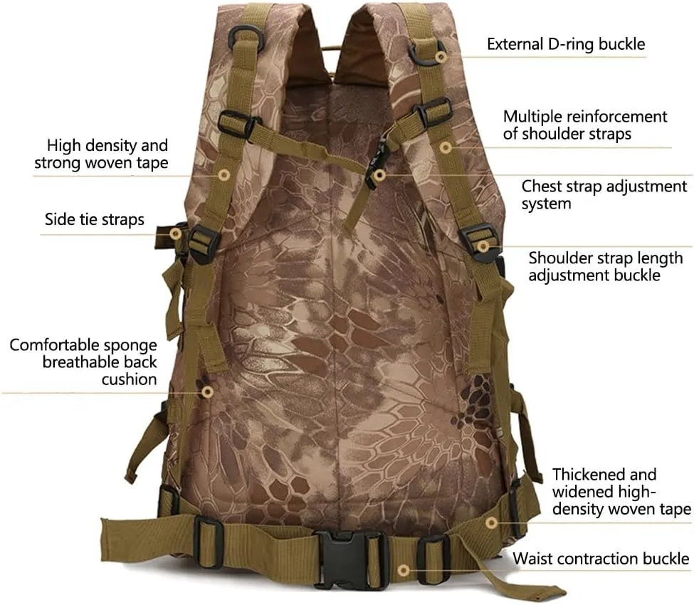 36-55L Military MOLLE Backpack for Men and Women Rucksack Tactical Assault Pack Bag for Hunting Camping Trekking (Camouflage)