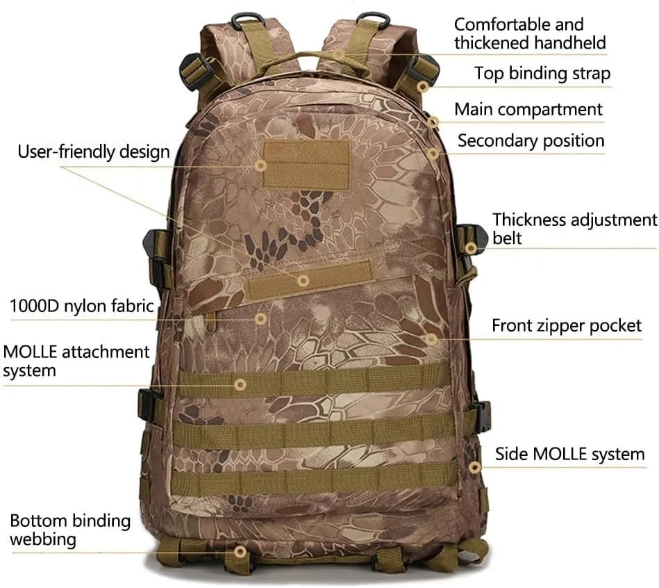 36-55L Military MOLLE Backpack for Men and Women Rucksack Tactical Assault Pack Bag for Hunting Camping Trekking (Camouflage)