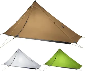 3F UL Gear LanShan pro Tent, 1 Person / 2 Person Outdoor Ultralight Camping Tent, 3-Season or 4-Season Professional Backpacking Ten, for Camping, Hiking, Trekking (Khaki-1 Person, 4 Season)