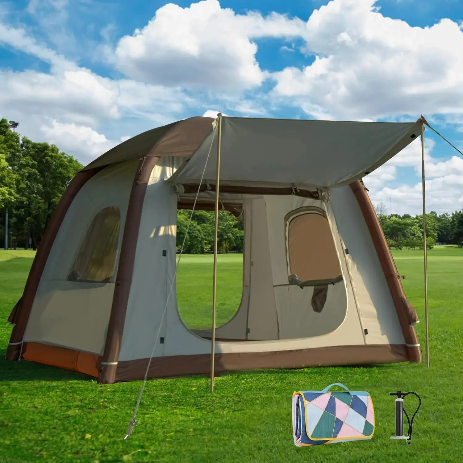4-6 Person Inflatable Camping Tent – Easy Setup Outdoor Tent with Anti-Mosquito Screens