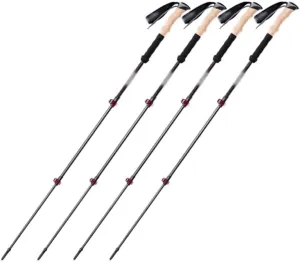 4 Pack Trekking Poles for Group Travel, Portable Climbing Equipment with Wrist Strap, Retractable Walking Sticks, for Backpacking, Skiing