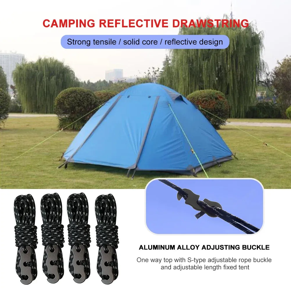 4 Pcs Military Wind Rope Set - Outdoor Camping and Hiking Accessories - 3m
