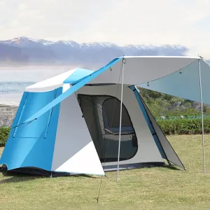 4 Person Easy Pop Up Tent, Camping Tents, Waterproof Windproof Family Tent, Instant Cabin Tent 6 Person, Tents for Camping Waterproof, Double Layer, Divided Curtain for Separated Room ( Color : Blue )