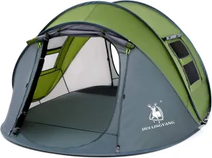 4 Person Easy Pop Up Tent,9.5’X6.6’X52'',Waterproof, Automatic Setup,2 Doors-Instant Family Tents for Camping, Hiking & Traveling