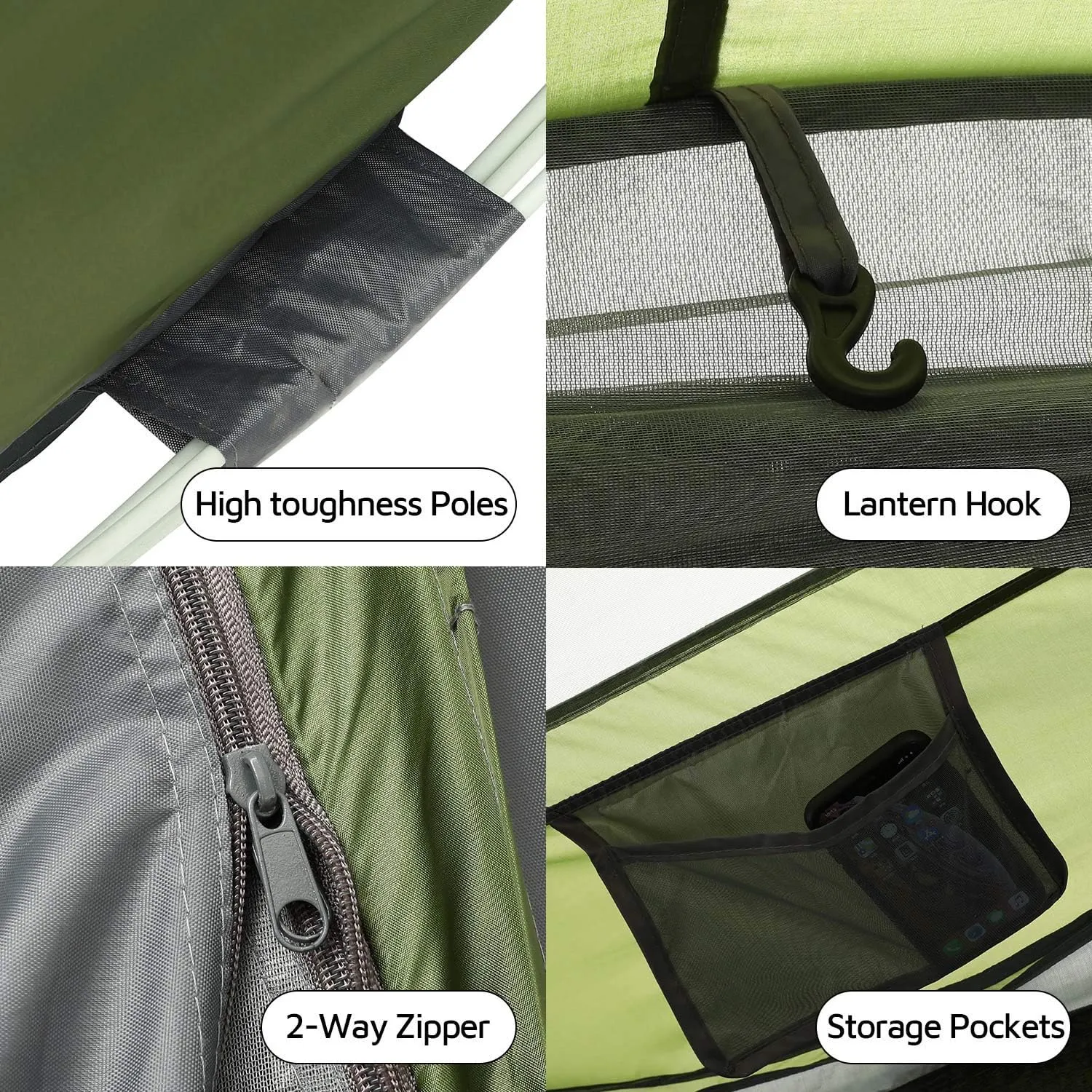 4 Person Easy Pop Up Tent,9.5’X6.6’X52'',Waterproof, Automatic Setup,2 Doors-Instant Family Tents for Camping, Hiking & Traveling