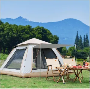 4-Person Pop-Up Tent with Porch, Double Doors 4 Windows, Waterproof, Ventilated, Easy Setup for Camping Hiking