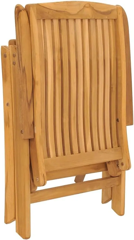 4-Piece Reclining Teak Wood Patio Chairs with Cushions, Adjustable Outdoor Lounge Chairs Foldable Furniture Set for Poolside Backyard Beach Relaxation
