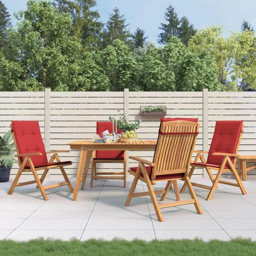 4-Piece Reclining Teak Wood Patio Chairs with Cushions, Adjustable Outdoor Lounge Chairs Foldable Furniture Set for Poolside Backyard Beach Relaxation