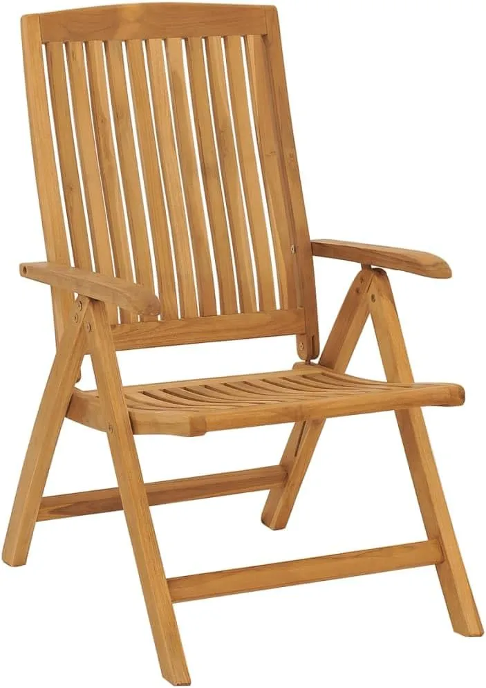 4-Piece Solid Teak Wood Reclining Patio Chairs with Cushions, Adjustable Lounge Chairs Outdoor Furniture Foldable for Poolside Backyard Beach Camping
