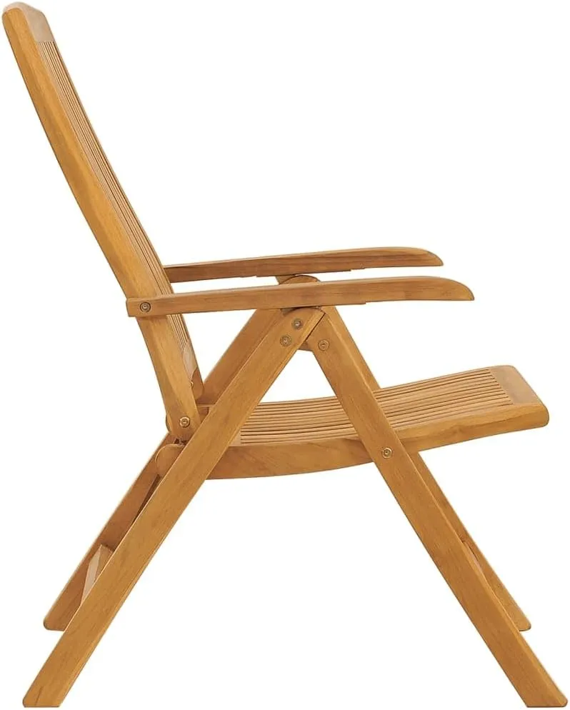 4-Piece Solid Teak Wood Reclining Patio Chairs with Cushions, Adjustable Lounge Chairs Outdoor Furniture Foldable for Poolside Backyard Beach Camping